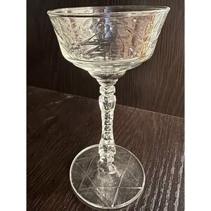 Libbey Rock Sharpe Normandy Etched Goblet Wine Glass Antique